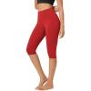 imageODODOS ODLEX High Waist Knee Length Workout Capris for Women 14quot 19quot Tummy Control Athletic Running Capri LeggingsRed