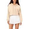 imageODODOS Purevibe Cotton Cropped Hoodies for Women Long Sleeve Pullover Crop Hooded SweatshirtsBeige