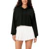 imageODODOS Purevibe Cotton Cropped Hoodies for Women Long Sleeve Pullover Crop Hooded SweatshirtsBlack