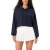 imageODODOS Purevibe Cotton Cropped Hoodies for Women Long Sleeve Pullover Crop Hooded SweatshirtsDark Blue