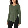 imageODODOS Split Hem Long Sleeve Tee for Women Modal Soft Crew Neck Athletic Gym Workout Tops Yoga ShirtsArmy Green