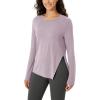 imageODODOS Split Hem Long Sleeve Tee for Women Modal Soft Crew Neck Athletic Gym Workout Tops Yoga ShirtsLavender