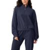 imageODODOS Womens Purevibe Cotton HalfZip Pullover Funnel Neck Sweatshirts Long Sleeve TopsDark Blue