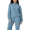 imageODODOS Womens Purevibe Cotton HalfZip Pullover Funnel Neck Sweatshirts Long Sleeve TopsSteel Blue