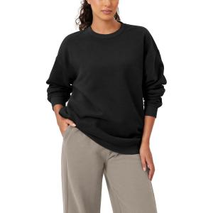 imageODODOS Womens Fleece Lined Oversized Sweatshirts Long Sleeve Crew Neck Pullover TopBlack