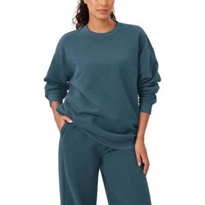 imageODODOS Womens Fleece Lined Oversized Sweatshirts Long Sleeve Crew Neck Pullover TopInk Blue