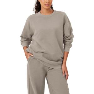 imageODODOS Womens Fleece Lined Oversized Sweatshirts Long Sleeve Crew Neck Pullover TopMushroom