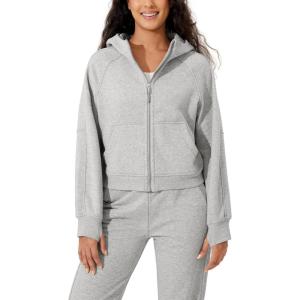 imageODODOS Womens Full Zipper Hoodies Fleece Lined Long Sleeve Sweatshirts Oversized Cropped Fall Winter OutfitsHeather Grey