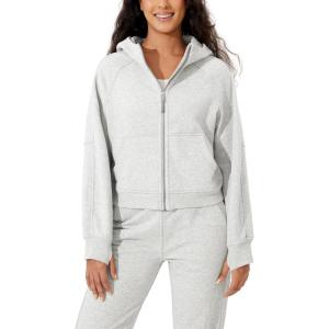 imageODODOS Womens Full Zipper Hoodies Fleece Lined Long Sleeve Sweatshirts Oversized Cropped Fall Winter OutfitsHeather White