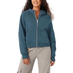 imageODODOS Womens Full Zipper Hoodies Fleece Lined Long Sleeve Sweatshirts Oversized Cropped Fall Winter OutfitsInk Blue