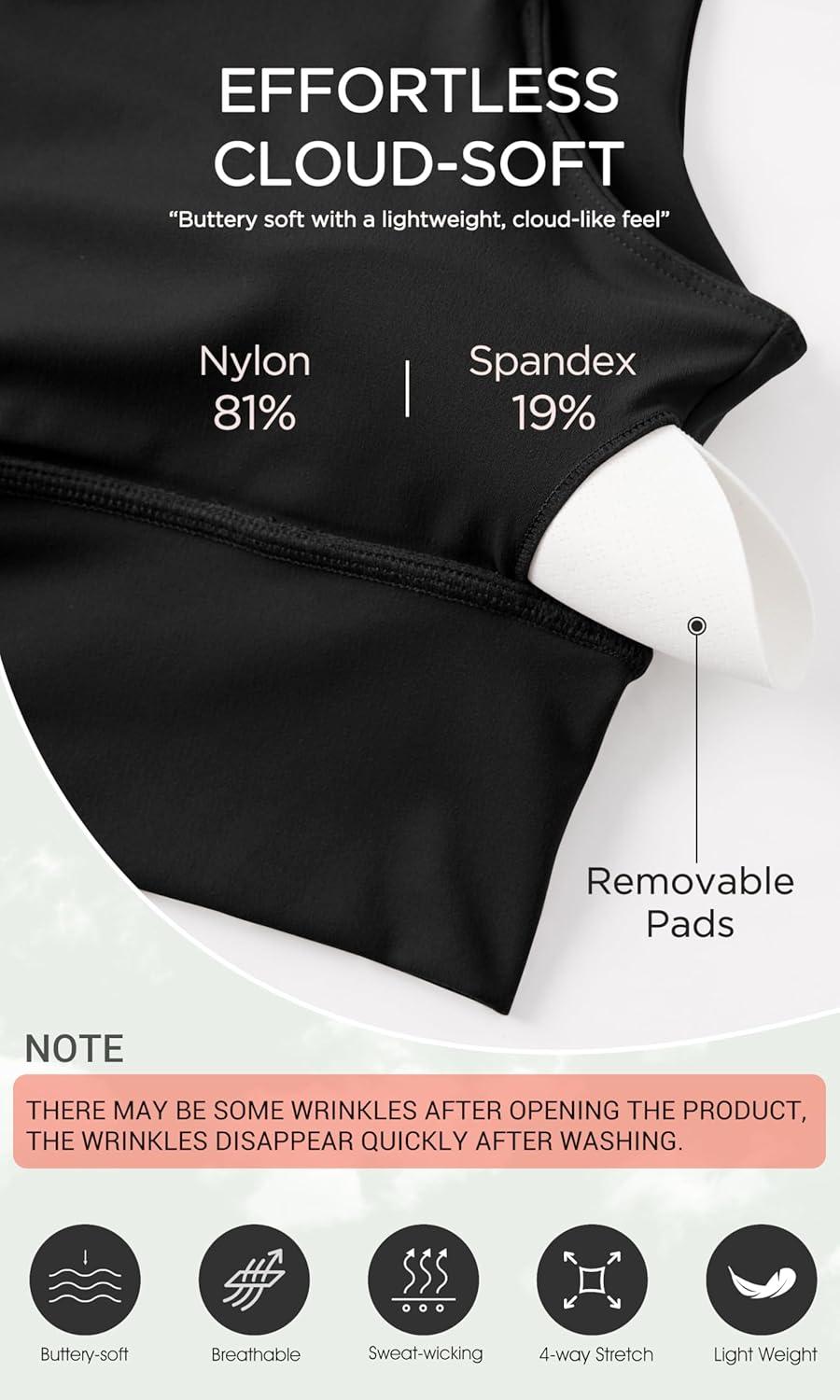 imageODODOS Cloud Feeling V Neck Padded Sports Bra for Women U Back Wirefree Yoga Bra Crop TopBlack