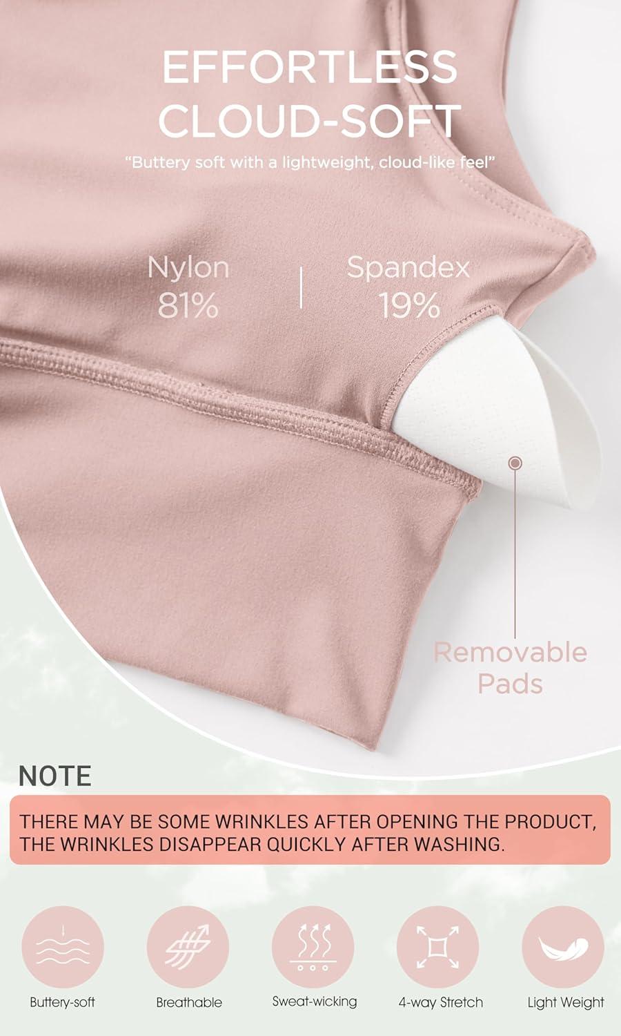 imageODODOS Cloud Feeling V Neck Padded Sports Bra for Women U Back Wirefree Yoga Bra Crop TopDusty Pink