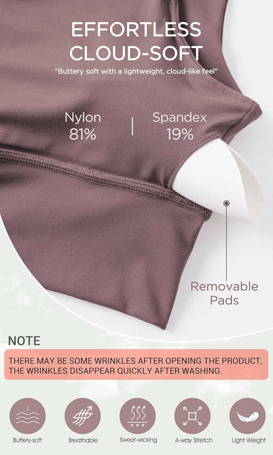 imageODODOS Cloud Feeling V Neck Padded Sports Bra for Women U Back Wirefree Yoga Bra Crop TopPurple Taupe