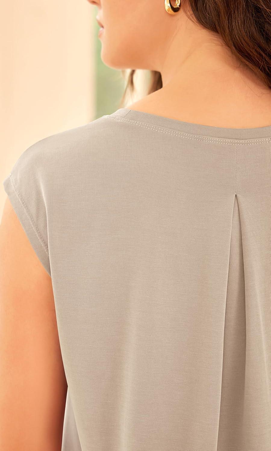 imageODODOS Modal Soft Sleeveless Shirts for Women Crew Neck Yoga Tee Summer Flowy Workout Tank TopsAbalone
