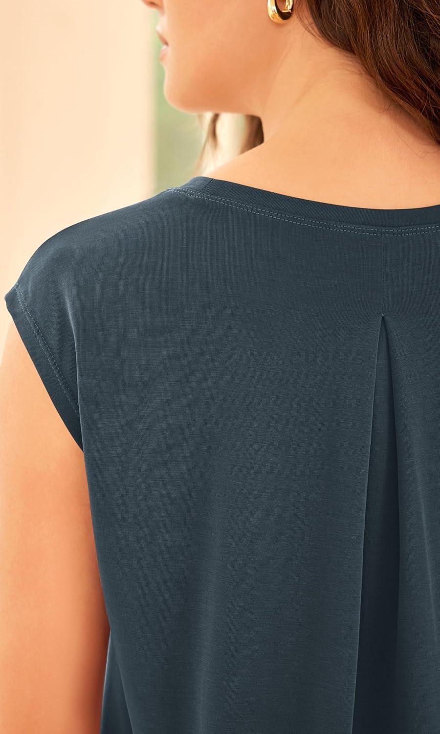 imageODODOS Modal Soft Sleeveless Shirts for Women Crew Neck Yoga Tee Summer Flowy Workout Tank TopsDeep Teal