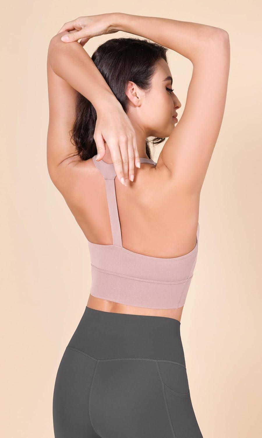 imageODODOS ODLEX Halter Sports Bra for Women Padded Wirefree Y Racerback Workout Yoga BraDusty Pink