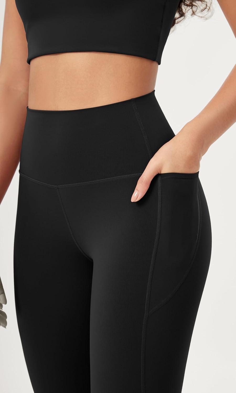 imageODODOS ODLIFT 20 Compression Leggings with Pockets for Women 25quot High Waist 78 Workout Running Yoga PantsBlack