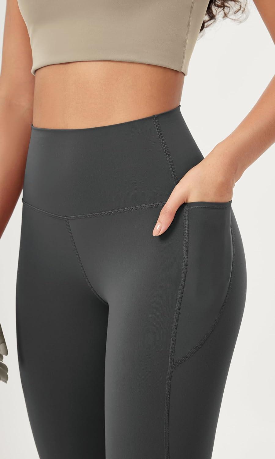 imageODODOS ODLIFT 20 Compression Leggings with Pockets for Women 25quot High Waist 78 Workout Running Yoga PantsCharcoal