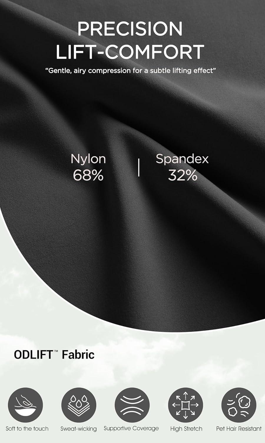 imageODODOS ODLIFT 20 Compression Leggings with Pockets for Women 25quot High Waist 78 Workout Running Yoga PantsOnyx Black