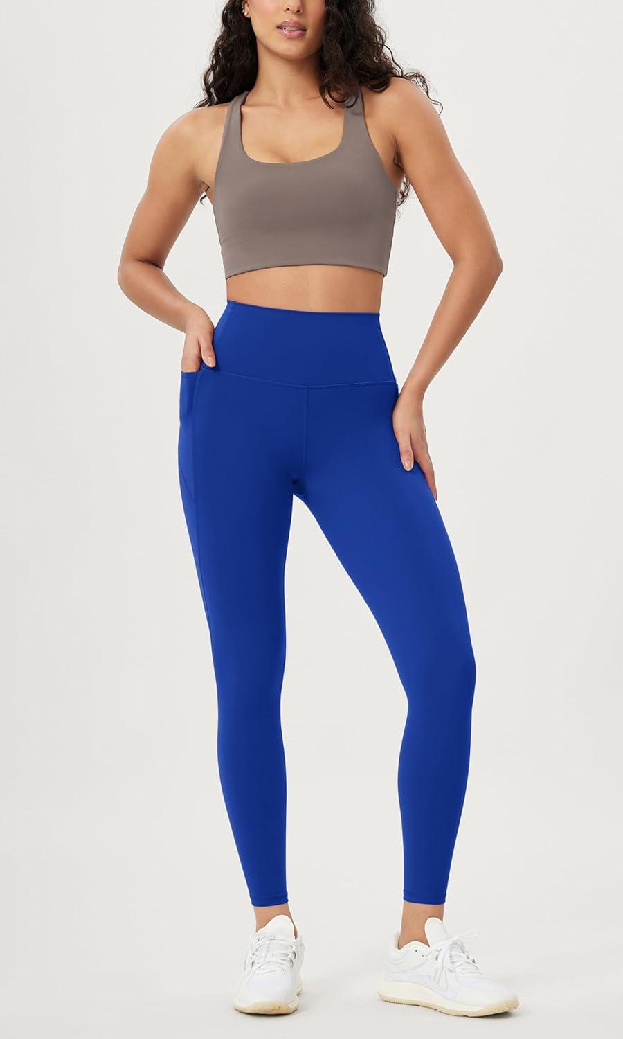 imageODODOS ODLIFT 20 Compression Leggings with Pockets for Women 25quot High Waist 78 Workout Running Yoga PantsRoyal Blue