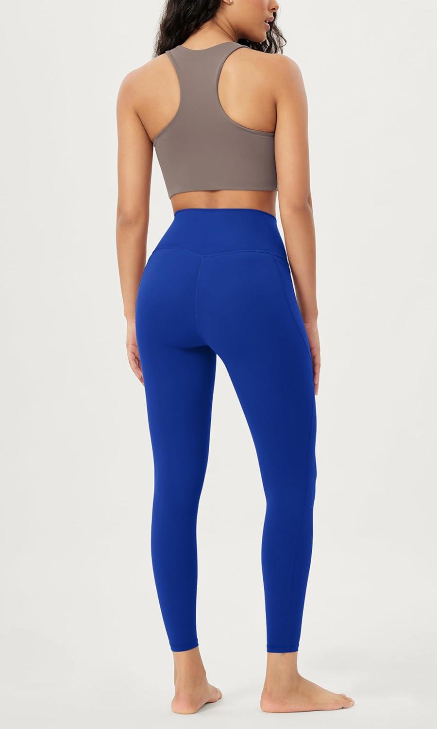 imageODODOS ODLIFT 20 Compression Leggings with Pockets for Women 25quot High Waist 78 Workout Running Yoga PantsRoyal Blue