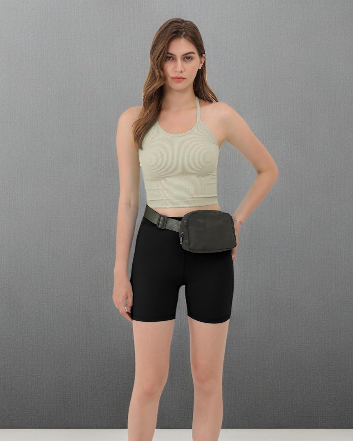 imageODODOS Womens Crop Seamless RibKnit Camisole Strappy Racerback Cropped Tank TopsLint