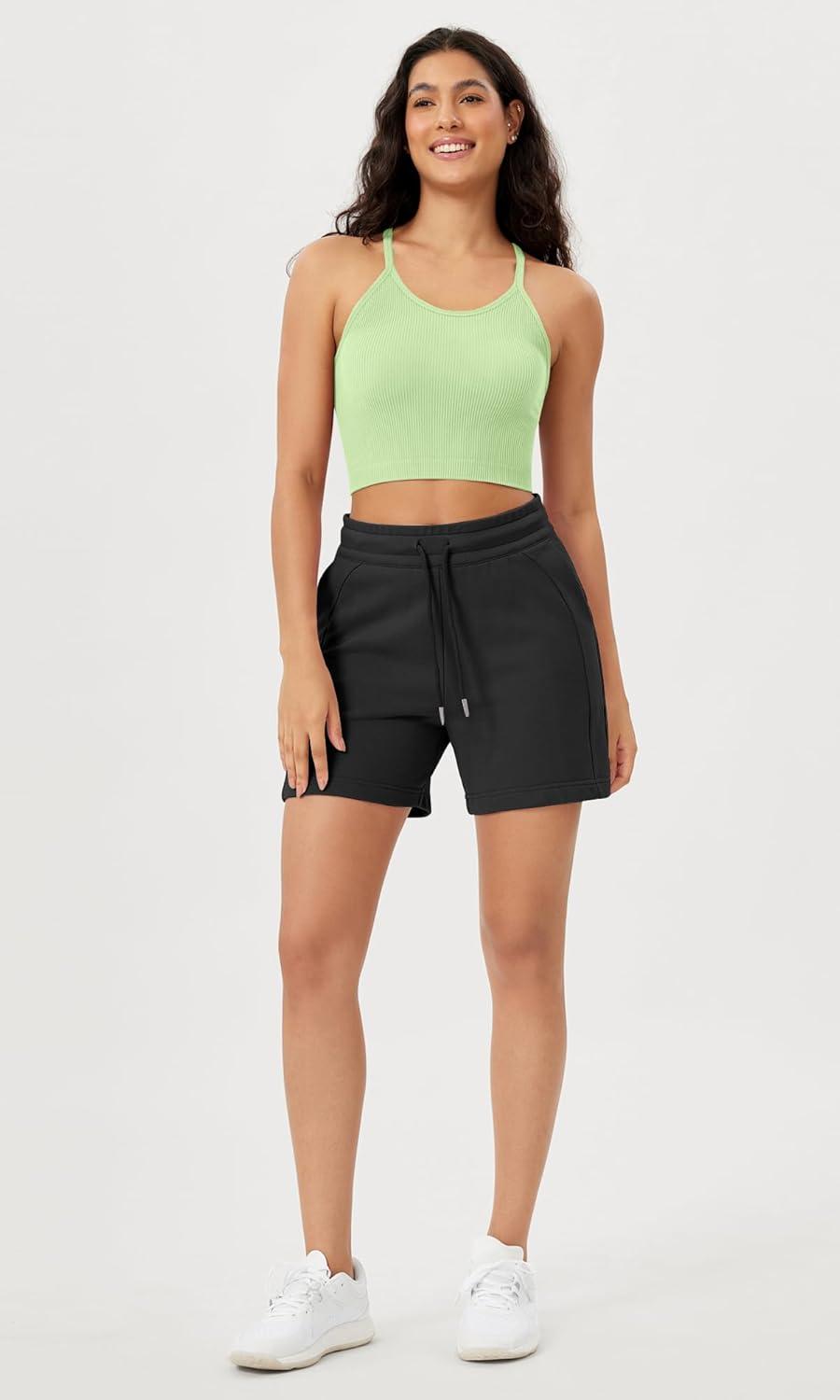 imageODODOS Womens Crop Seamless RibKnit Camisole Strappy Racerback Cropped Tank TopsMint
