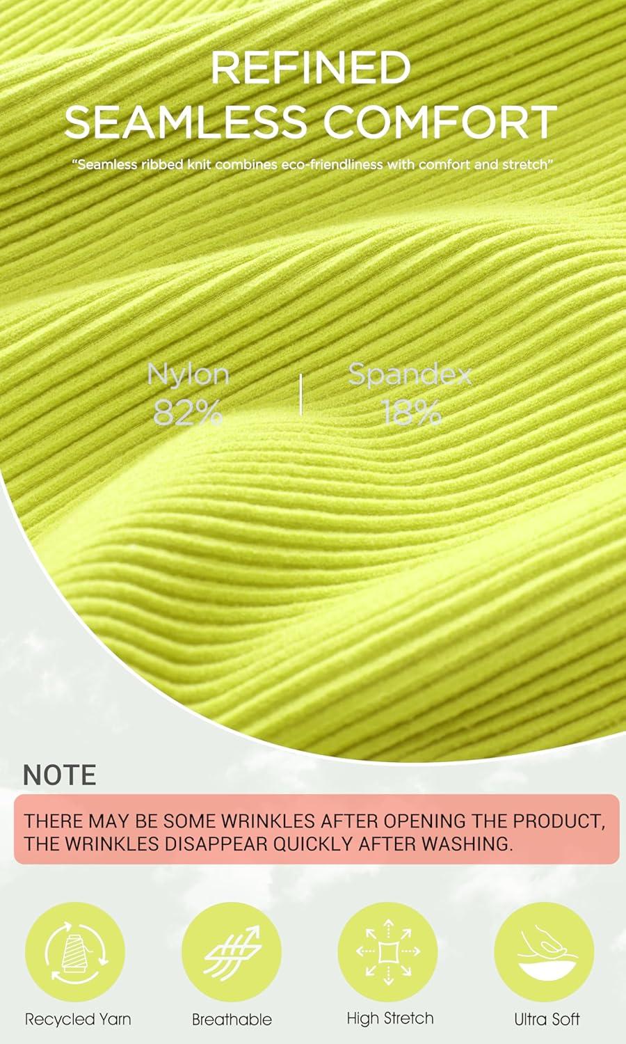 imageODODOS Womens Crop Seamless RibKnit Camisole Strappy Racerback Cropped Tank TopsNeon Green