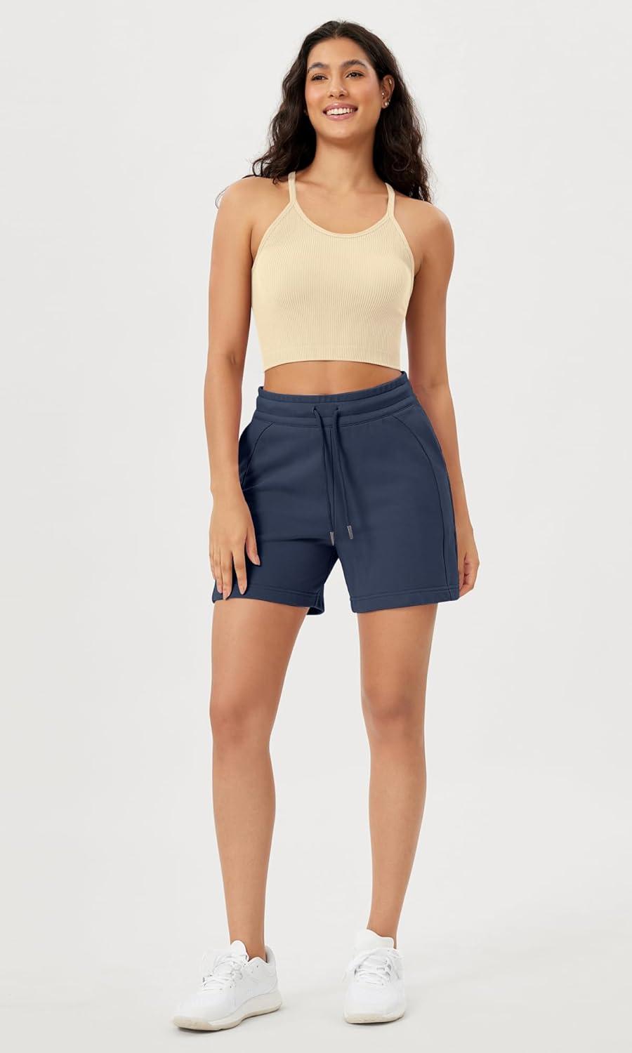 imageODODOS Womens Crop Seamless RibKnit Camisole Strappy Racerback Cropped Tank TopsOatmeal