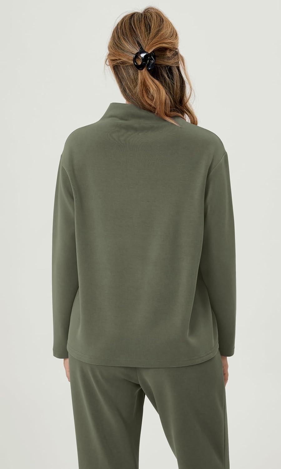 imageODODOS Womens Modal Soft Mock Neck Pullover Long Sleeve SweatShirts Relaxed Casual TopsDark Sage