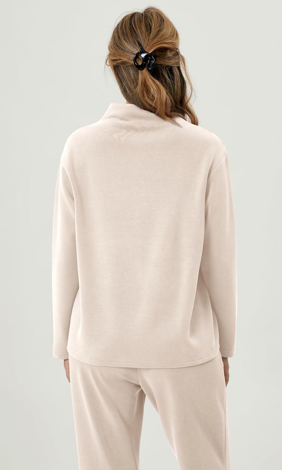 imageODODOS Womens Modal Soft Mock Neck Pullover Long Sleeve SweatShirts Relaxed Casual TopsIvory