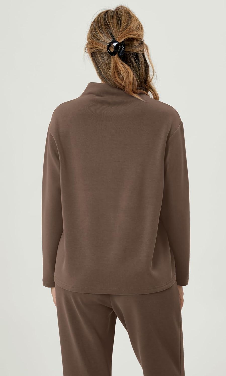 imageODODOS Womens Modal Soft Mock Neck Pullover Long Sleeve SweatShirts Relaxed Casual TopsNutria