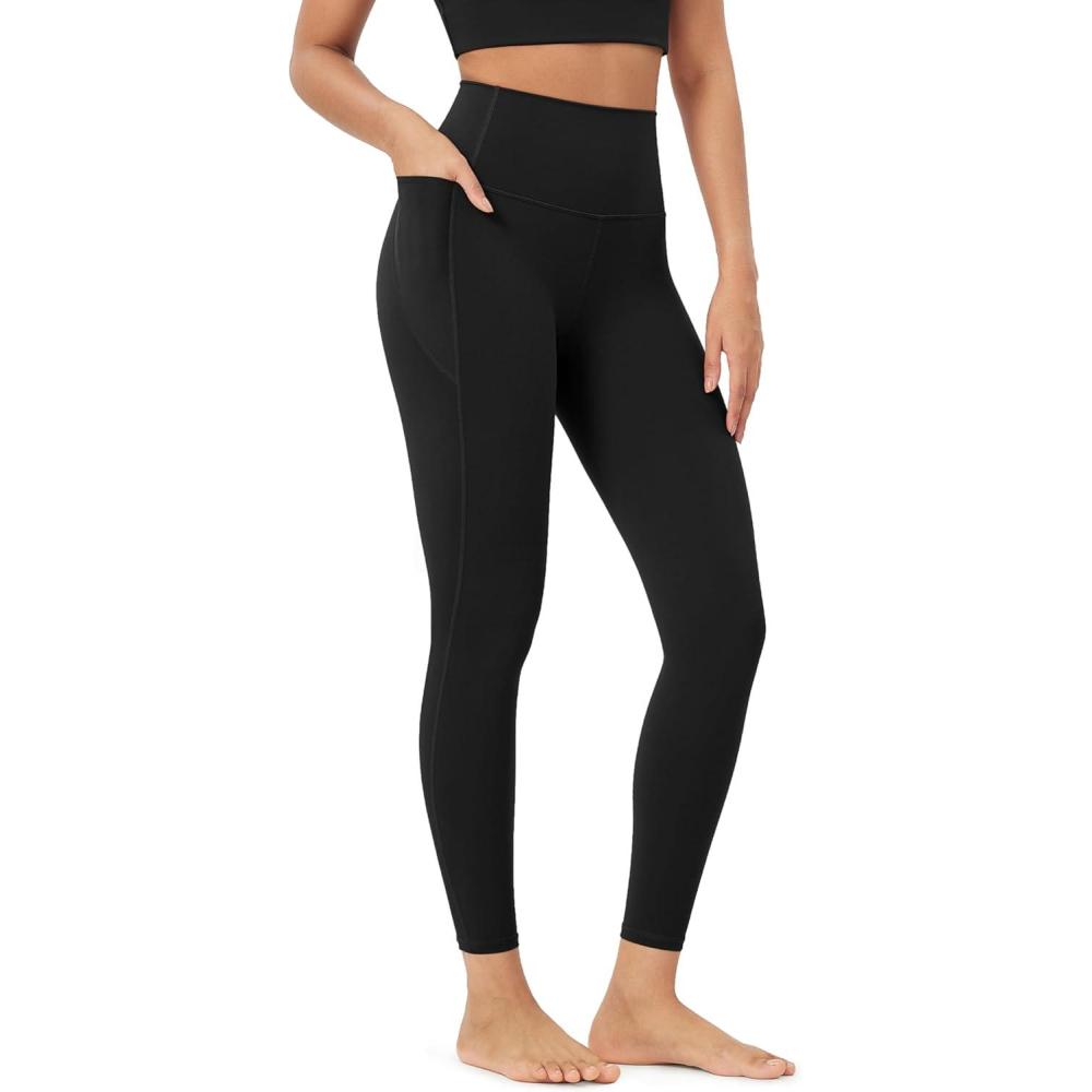 imageODODOS ODLIFT 20 Compression Leggings with Pockets for Women 25quot High Waist 78 Workout Running Yoga PantsBlack
