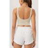 imageODODOS Cloud Feeling V Neck Padded Sports Bra for Women U Back Wirefree Yoga Bra Crop TopOat Milk