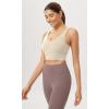 imageODODOS Cloud Feeling V Neck Padded Sports Bra for Women U Back Wirefree Yoga Bra Crop TopOat Milk