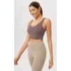 imageODODOS Cloud Feeling V Neck Padded Sports Bra for Women U Back Wirefree Yoga Bra Crop TopPurple Taupe