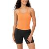 imageODODOS Womens Crop Seamless RibKnit Camisole Strappy Racerback Cropped Tank TopsNeon Orange
