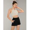 imageODODOS Womens Crop Seamless RibKnit Camisole Strappy Racerback Cropped Tank TopsStar White