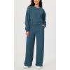 imageODODOS Womens Fleece Lined Oversized Cropped Sweatshirts Long Sleeve Crew Neck Pullover Crop TopInk Blue