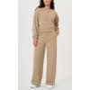 imageODODOS Womens Fleece Lined Oversized Cropped Sweatshirts Long Sleeve Crew Neck Pullover Crop TopKhaki