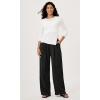 imageODODOS Womens Wide Leg Pants with Pockets Crinkle Comfy High Waist PullOn Lounge Casual PantsBlack