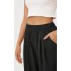 imageODODOS Womens Wide Leg Pants with Pockets Crinkle Comfy High Waist PullOn Lounge Casual PantsBlack