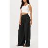 imageODODOS Womens Wide Leg Pants with Pockets Crinkle Comfy High Waist PullOn Lounge Casual PantsBlack