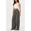 imageODODOS Womens Wide Leg Pants with Pockets Crinkle Comfy High Waist PullOn Lounge Casual PantsCharcoal