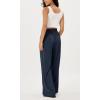 imageODODOS Womens Wide Leg Pants with Pockets Crinkle Comfy High Waist PullOn Lounge Casual PantsDark Blue