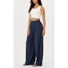 imageODODOS Womens Wide Leg Pants with Pockets Crinkle Comfy High Waist PullOn Lounge Casual PantsDark Blue