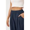 imageODODOS Womens Wide Leg Pants with Pockets Crinkle Comfy High Waist PullOn Lounge Casual PantsDark Blue
