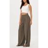 imageODODOS Womens Wide Leg Pants with Pockets Crinkle Comfy High Waist PullOn Lounge Casual PantsDark Brown