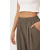 imageODODOS Womens Wide Leg Pants with Pockets Crinkle Comfy High Waist PullOn Lounge Casual PantsDark Brown