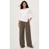 imageODODOS Womens Wide Leg Pants with Pockets Crinkle Comfy High Waist PullOn Lounge Casual PantsDark Brown